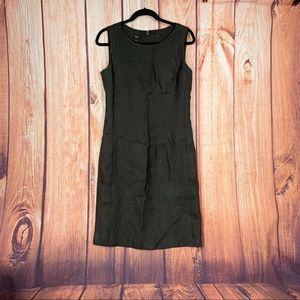 Talbots Pure Irish Linen Brown Midi Business Casual Sheath Dress 1862